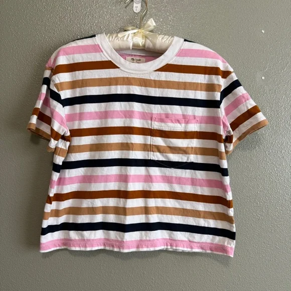 Madewell Easy Crop Tee in Beatrice Stripe- Size S - Picture 4 of 7